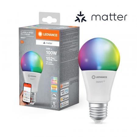 LEDVANCE SMART+ MATTER Classic A100 LED-Lampe 14W Multicolor E27 2700-6500K